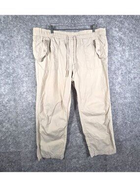 Loft Women's Cargo Pants Cropped Pull On Elastic Waistband Beige Size 16 Coastal